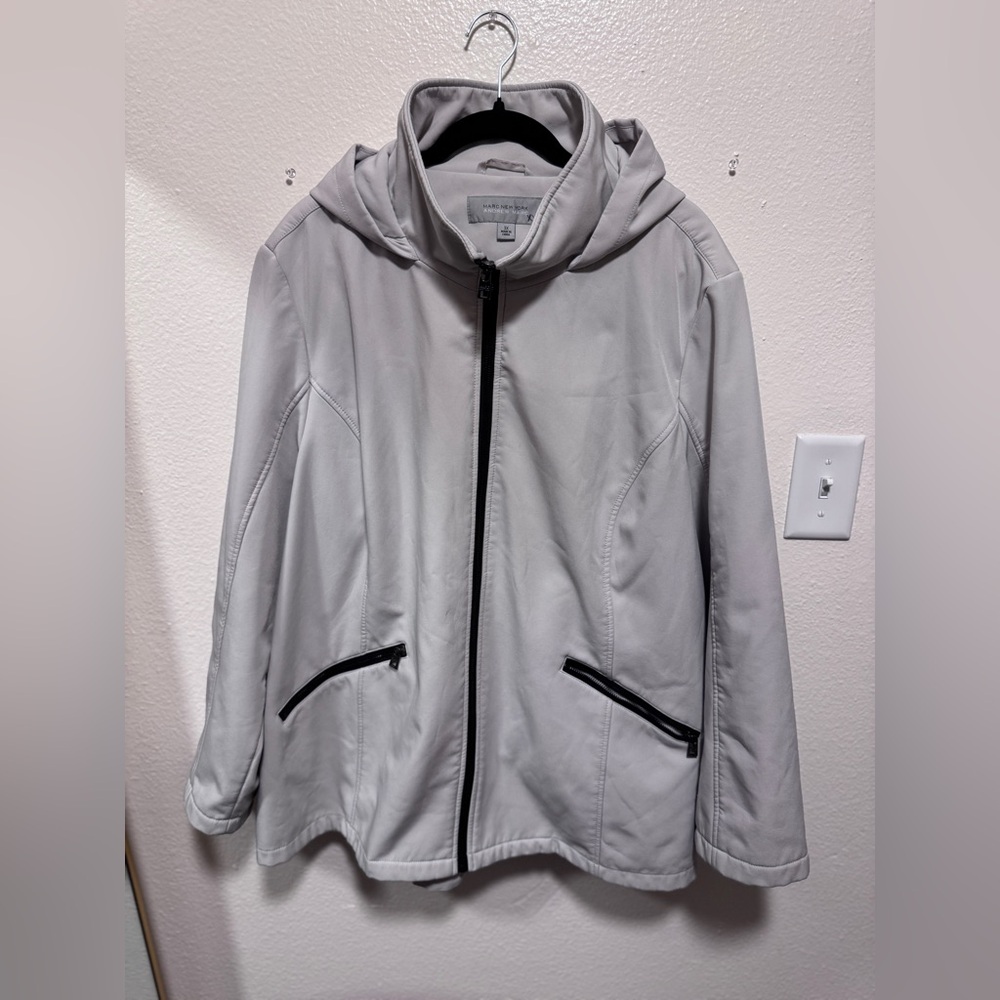 Marc New York Off-White Hooded Jacket with Black Zipper